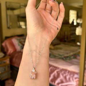 Simulated Pink Diamond CZ Sterling Silver Necklace